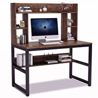Zizuva Tasarım 120x60x140 CM Kitaplıklı Ceviz Çalışma Masası