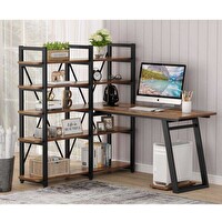 Zizuva Tasarım 145x60x75 CM Kitaplıklı Ceviz Çalışma Masası