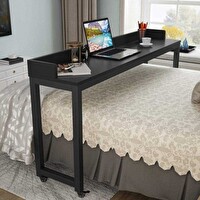 Zizuva Tasarım 180x40x100 CM Siyah Tekerlekli Çalışma Masası