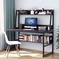 Zizuva Tasarım 120x140x60 CM Kitaplıklı Metal Siyah Çalışma Masası