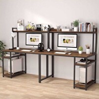 Zizuva Tasarım 240x135x60 CM İki Kişilik Ceviz Çalışma Masası
