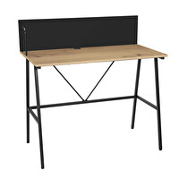 Adore Mobilya Retro Metal Ayaklı Arkalıklı Çalışma Masası-Ceviz/Siyah 100x100x54 CM