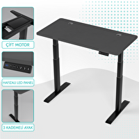 Karr Office O-Flex Duo Çift Motorlu Elektrikli Yükseklik Ayarlı Masa - 120x60 - Antrasit