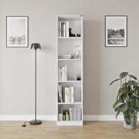 Adore Mobilya Modern 5 Raflı Kitaplık - Beyaz 43x182x26 CM