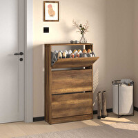 Adore Mobilya Flat Duo 3 Katlı Geniş Ayakkabılık - Oslo Ceviz 73x119x26 CM