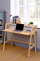 DigitHome DB-0030 Bambu Masif Çalışma Masası 1 Raflı Kitaplıklı Ofis Bilgisayar Masası