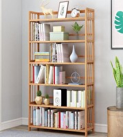 Valkyrie 6 Katlı Bambu Raf Kitaplık 78x23x149.5 Cm Çok Amaçlı Düzenleyici Dekoratif Organizer