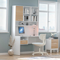Adore Mobilya London Kapaklı Çekmeceli Çalışma Masası - Meşe Beyaz 120x202x60 CM