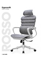 Karr Office Rosso Ergonomik Çalışma Koltuğu Sabit Kolçak Gri