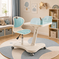 ErgoKids Bonny Mobil Çocuk Çalışma Masası ve Sandalye Seti Mavi