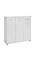 Adore Mobilya Trendline 3 Kapaklı 2 Çekmeceli Çok Amaçlı Dolap - Mat Beyaz 108x108x35 CM (GxYxD)