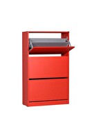 Adore Mobilya Flat Duo 3 Katlı Geniş Ayakkabılık - Kırmızı 73x119x26 CM (GxYxD)