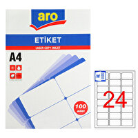 Aro AE-2024 64x34 MM 24'lü 100 Sayfa Beyaz Sevkiyat ve Lojistik Etiketi
