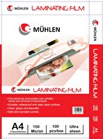 Mühlen A4-150 A4 Boyutlu 150 Mikron 100 Adet Laminasyon PVC Filmi
