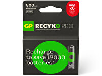 GP Batteries ReCyko Pro 1.2 V Ni-MH Şarj Edilebilir 6'lı AAA İnce Pil