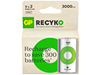 GP Batteries Recyko 1.2 V 3000 D Boy Ni-Mh Şarjlı Pil 2'li Kart