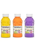ChildGen 3x350 ML Süper Yıkanabilir Turuncu-Sarı-Mor 3'lü Parmak Boya Seti