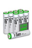 I-Gen Batteries 8 Adet 650 Mah AAA Şarj Edilebilir Pil Yüksek Kapasite 1.2V Nimh Kalem Pil AAA