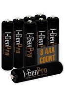 I-Gen Batteries Pro Series 8 Adet AAA Şarj Edilebilir Pil 1100 mAh Yüksek Kapasite 1.2V NiMH İnce Kalem Pil