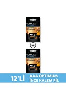 Duracell LR6 MX1500 1.5V 12’li Paket Optimum AAA Alkalin İnce Kalem Pil