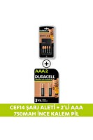 Duracell CEF 14 Şarj Aleti Ve Şarj Edilebilir AAA 750 mAh 2 Pil