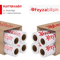 Feyza Bilişim 1.Hamur Premium Opak 80 GR Plotter Çizim Kağıdı 31 CM x 130 MT - 8 Rulo