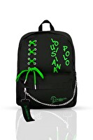 Louisiana Polo 1141 Laptop Bölmeli Siyah - Yeşil Okul Çantası