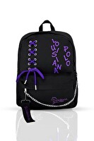 Louisiana Polo 1141 Laptop Bölmeli Siyah - Mor Okul Çantası