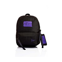 Louisiana Polo Hey!!! Laptop Bölmeli Okul Çantası Siyah Mor 1525