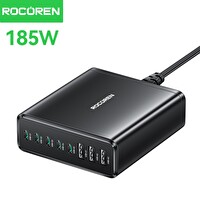 Rocoren 185W 8 Portlu GaN Şarj Cihazı 5xType-C 3xUSB-A Notebook iPhone Samsung Uyumlu