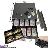 Saypos 6 Banknot Gözlü Kolay Açma Butonlu ve Montaj Askıl Takım Halinde Para Çekmecesi 41x41x11 CM
