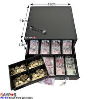 Saypos 6 Banknot Gözlü Yazarkasa Pos Bağlantılı ve Anahtardan Açılır Büyük Para Çekmecesi 41x41x11 CM