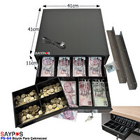 Saypos 6 Banknot Gözlü Masa Altı Montaj Askılı Pos Bağlantılı Anahtardan Açılır Para Çekmecesi 41x41x11 CM