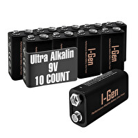 I-Gen Batteries 6LR61 Ultra Alkalin 9 Volt Pil 9V Kare Pil 10'lu Paket