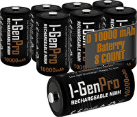 I-Gen Batteries Pro HR20 D Büyük Boy 10.000 Mah Şarj Edilebilir D Boy 1.2V Ni-Mh Şarjlı Pil 8'li Paket
