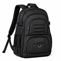 Woomino Unisex Siyah 5 Cepli Suya Dayanıklı Seyahat Outdoor ve Günlük Kullanım Sırt Çantası