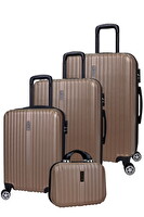 Elatae 1020 Büyük - Orta - Kabin Boy ve Makyaj Gold 4'lü Valiz Seti