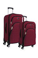 Louisiana Polo 1081 Kumaş Bordo Büyük Boy ve Orta Boy 2'li Valiz Seti