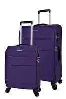 Pierre Cardin PC4200 Ultra Light Hafif Kumaş Büyük Boy ve Kabin Boy Mor 2'li Valiz Seti