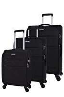 Pierre Cardin PC4200 Ultra Light Hafif Lüx Kumaş Siyah 3'lü Valiz Seti