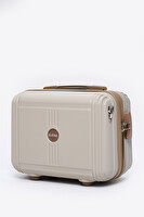 Elatae V303 Kırılmaz Premium Bej-Vizon Kadın Makyaj Çantası Omuz Askılı Şifreli El Valizi