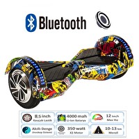 Citymate Smart Balance Elektrikli Kaykay Hoverboard 8.5" Akıllı Dengeli Ledli Bluetooth Hoparlörlü Grafiti