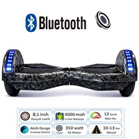 Citymate Balance Elektrikli Kaykay Hoverboard 8.5" Akıllı Dengeli Ledli Bluetooth Hoparlörlü Antrasit