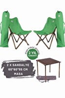 Bag The Joy Antrasit Yeşil Kılıf Sandalye ve 60x60x55 CM Kahverengi Ahşap Katlanır Masa Seti