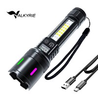Valkyrie 15W Led 7 Işık Modu Çakarlı Zoom Özellikli Dijital Güç Göstergeli Uzun Pil Ömrü Şarjlı Fener