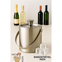 ModaCar Çift Cidarlı Yalıtımlı Endüstriyel Inox Şampanya Şarap Bira Soğutucu Buz Kovası - Orta Boy