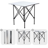 Argeus 54024 Akordion Katlanabilir Alüminyum Silver Kamp ve Piknik Masası