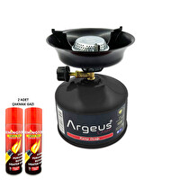 Argeus 203 Siyah Stone Kamp Ocağı ve Çakmak Gazı Seti