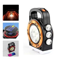 Evimdeyokyok P-6678C Dış Mekan Solar Şarj Işığı Çok Fonksiyonlu Projektör Hazine Işık El Feneri