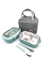 Valkyrie Isı Yalıtımlı Termal Çantalı Çelik Lunch Box BPA’sız Sızdırmaz Çok Bölmeli Su Yeşili